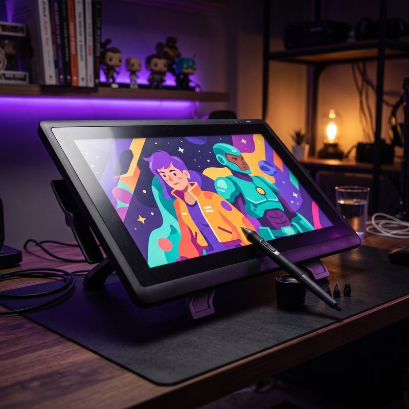 Digital illustration desk detail